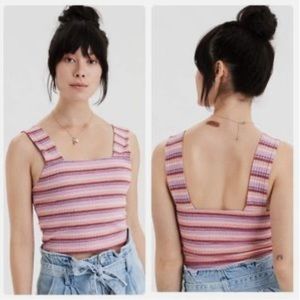 American Eagle Ribbed Pink Wide Strap Tank